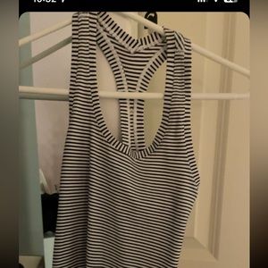 Black and white striped nulu lululemon tank top size 2